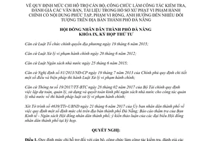 Nghị quyết 97/2017/NQ-HĐND chi hỗ trợ cán bộ kiểm tra hồ sơ xử phạt vi phạm hành chính Đà Nẵng