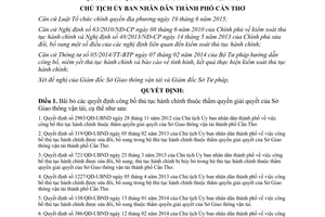 Quyết định 1738/QĐ-UBND 2017 bãi bỏ quyết định thẩm quyền giải quyết Sở Giao thông vận tải Cần Thơ