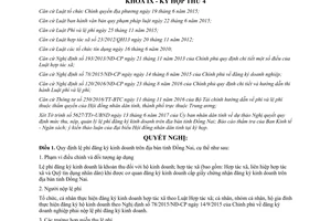 Nghị quyết 61/2017/NQ-HĐND quy định lệ phí đăng ký kinh doanh Đồng Nai