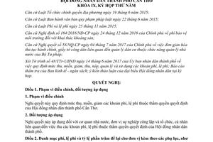 Nghị quyết 03/2017/NQ-HĐND quy định mức thu miễn giảm các khoản phí lệ phí Cần Thơ