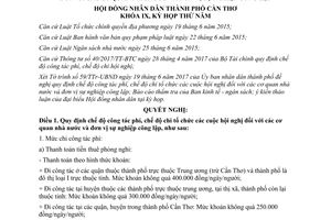 Nghị quyết 04/2017/NQ-HĐND chế độ công tác phí hội nghị cơ quan đơn vị sự nghiệp Cần Thơ