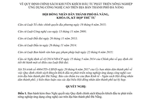 Nghị quyết 104/2017/NQ-HĐND khuyến khích đầu tư phát triển nông nghiệp công nghệ cao Đà Nẵng