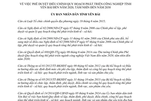 Quyết định 1284/QĐ-UBND 2017 điều chỉnh Quy hoạch phát triển công nghiệp Yên Bái 2020 2030