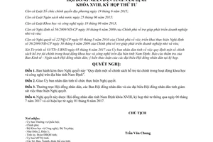 Nghị quyết 42/2017/NQ-HĐND chính sách hỗ trợ tài chính hoạt động khoa học công nghệ Nam Định