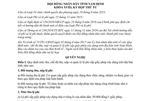 Nghị quyết 52/2017/NQ-HĐND mức chế độ thu nộp quản lý lệ phí cấp giấy phép xây dựng Nam Định