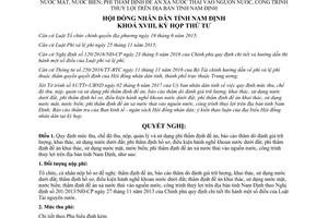 Nghị quyết 46/2017/NQ-HĐND mức chế độ thu nộp quản lý phí thẩm định môi trường Nam Định