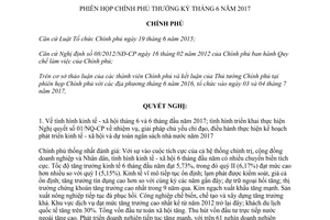 Nghị quyết 61/NQ-CP 2017 nội dung phiên họp Chính phủ thường kỳ tháng 6