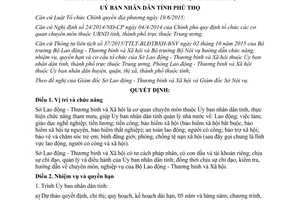 Quyết định 23/2017/QĐ-UBND chức năng nhiệm vụ quyền hạn tổ chức Sở Lao động Phú Thọ