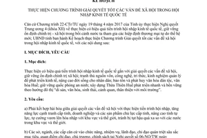 Kế hoạch 151/KH-UBND 2017 Chương trình Giải quyết tốt vấn đề xã hội hội nhập kinh tế quốc tế Huế