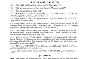 Quyết định 32/2017/QĐ-UBND giá tiêu thụ nước sạch Công ty Phước Vĩnh Lộc Bến Tre