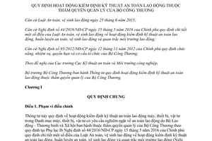 Thông tư 09/2017/TT-BCT quy định hoạt động kiểm định kỹ thuật an toàn lao động
