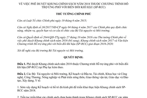 Quyết định 1028/QĐ-TTg 2017 chính sách Chương trình Hỗ trợ ứng phó với biến đổi khí hậu 2018