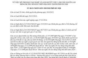 Quyết định 24/2017/QĐ-UBND hỗ trợ đào tạo nghề việc làm cho người lao động bị thu hồi đất Hà Nội