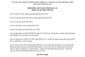 Nghị quyết 59/2017/NQ-HĐND phân định nhiệm vụ chi bảo vệ môi trường Gia Lai