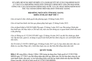 Nghị quyết 11/2017/NQ-HĐND mức chi cải cách hành chính kiểm soát thủ tục hành chính Bắc Giang