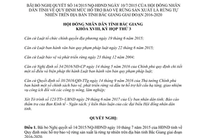 Nghị quyết 12/2017/NQ-HĐND bãi bỏ Nghị quyết 14/2015/NQ-HĐND hỗ trợ bảo vệ rừng Bắc Giang