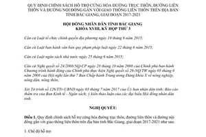 Nghị quyết 07/2017/NQ-HĐND chính sách hỗ trợ cứng hóa đường trục thôn đường liên thôn Bắc Giang