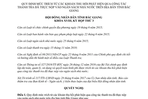 Nghị quyết 06/2017/NQ-HĐND mức trích từ khoản thu hồi công tác thanh tra nộp ngân sách Bắc Giang