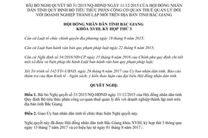 Nghị quyết 13/2017/NQ-HĐND cơ quan thuế quản lý đối với doanh nghiệp thành lập mới Bắc Giang