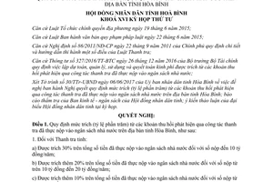 Nghị quyết 49/2017/NQ-HĐND mức trích khoản thu hồi công tác thanh tra thực nộp ngân sách Hòa Bình