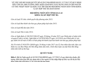 Nghị quyết 61/2017/NQ-HĐND bãi bỏ 43/2012/NQ-HĐND giao đất xây nhà ở thu nhập thấp Gia Lai