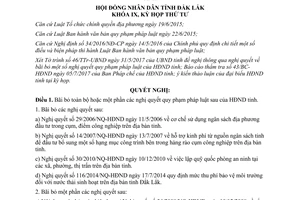 Nghị quyết 19/2017/NQ-HĐND bãi bỏ nghị quyết quy phạm pháp luật Hội đồng nhân dân Đắk Lắk