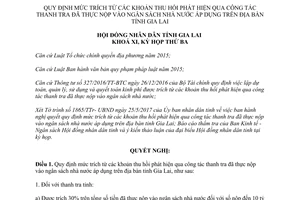 Nghị quyết 65/2017/NQ-HĐND mức trích khoản thu hồi thanh tra thực nộp ngân sách Gia Lai