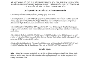 Quyết định 2506/QĐ-UBND 2017 thủ tục hành chính sửa đổi bãi bỏ lĩnh vực đất đai Thanh Hóa