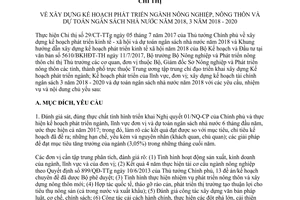 Chỉ thị 5764/CT-BNN-KH 2017 phát triển nông nghiệp nông thôn dự toán ngân sách 2018 2020