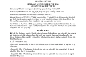 Nghị quyết 02/2017/NQ-HĐND mức trích nộp ngân sách thanh tra tỉnh sở huyện thành thị Phú Thọ