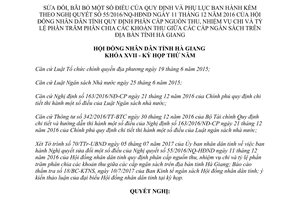 Nghị quyết 93/2017/NQ-HĐND sửa đổi 55/2016/NQ-HĐND chia nguồn thu chi tỷ lệ phần trăm Hà Giang