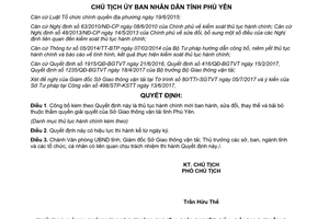 Quyết định 1393/QĐ-UBND 2017 thủ tục mới sửa đổi thay thế bãi bỏ giải quyết Sở Giao thông Phú Yên