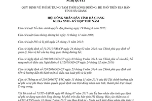 Nghị quyết 84/2017/NQ-HĐND quy định phí sử dụng tạm thời lòng đường hè phố Hà Giang