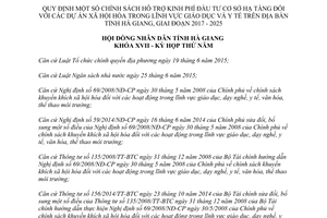 Nghị quyết 85/2017/NQ-HĐND hỗ trợ cơ sở hạ tầng dự án xã hội hóa giáo dục và y tế Hà Giang