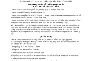 Nghị quyết 116/2017/NQ-HĐND sửa đổi 71/2016/NQ-HĐND danh mục dự án thu hồi đất Đồng Tháp