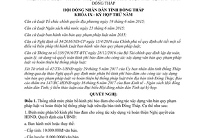 Nghị quyết 112/2017/NQ-HĐND phân bổ kinh phí xây dựng hoàn thiện văn bản quy phạm Đồng Tháp