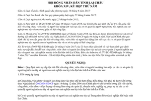 Nghị quyết 09/2017/NQ-HĐND trợ cấp công viên chức người lao động cơ sở nghiện ma túy Lai Châu