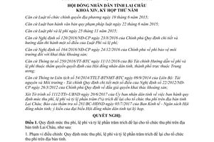Nghị quyết 08/2017/NQ-HĐND mức thu phí lệ phí tỷ lệ phần trăm trích để lại tổ chức thu phí Lai Châu