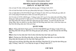 Nghị quyết 125/2017/NQ-HĐND bãi bỏ 29/2014/NQ-HĐND đóng quỹ quốc phòng an ninh Đồng Tháp