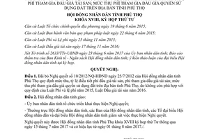 Nghị quyết 01/2017/NQ-HĐND bãi bỏ Nghị quyết 10/2012/NQ-HĐND phí đấu giá tài sản Phú Thọ