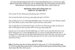 Nghị quyết 34/2017/NQ-HĐND bãi bỏ 177/2014/NQ-HĐND thành lập Bình Phong Thạnh Long An