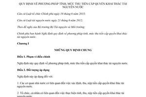 Nghị định 82/2017/NĐ-CP tính mức thu tiền cấp quyền khai thác tài nguyên nước