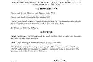 Quyết định 1042/QĐ-TTg 2017 Chiến lược phát triển thanh niên Việt Nam giai đoạn II 2016 2020