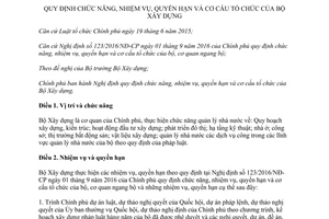 Nghị định 81/2017/NĐ-CP quy định chức năng nhiệm vụ quyền hạn cơ cấu tổ chức của Bộ Xây dựng