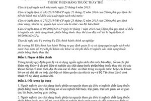 Thông tư 73/2017/TT-BTC hỗ trợ chi phí khám sức khỏe chi phí điều trị nghiện bằng thuốc thay thế