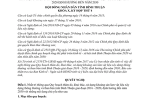 Nghị quyết 29/NQ-HĐND 2017 thăm dò sử dụng khoáng sản làm vật liệu xây dựng than bùn Bình Thuận