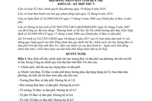 Nghị quyết 11/2017/NQ-HĐND quy định chế độ chính sách cho lực lượng Bảo vệ dân phố Bến Tre