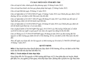 Quyết định 37/2017/QĐ-UBND bồi thường hỗ trợ tái định cư khi Nhà nước thu hồi đất Bến Tre