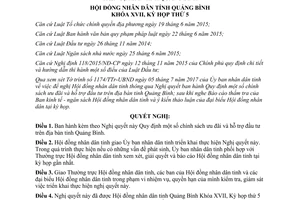 Nghị quyết 19/2017/NQ-HĐND quy định chính sách ưu đãi hỗ trợ đầu tư Quảng Bình