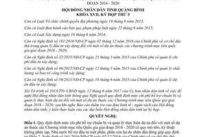 Nghị quyết 20/2017/NQ-HĐND chi phí hỗ trợ chuẩn bị quản lý thực hiện dự án Quảng Bình